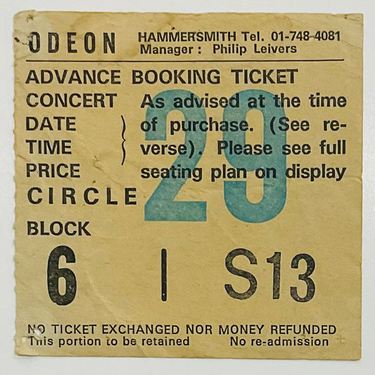 Status Quo Original Used Concert Ticket Hammersmith Odeon London 14th Mar 1981