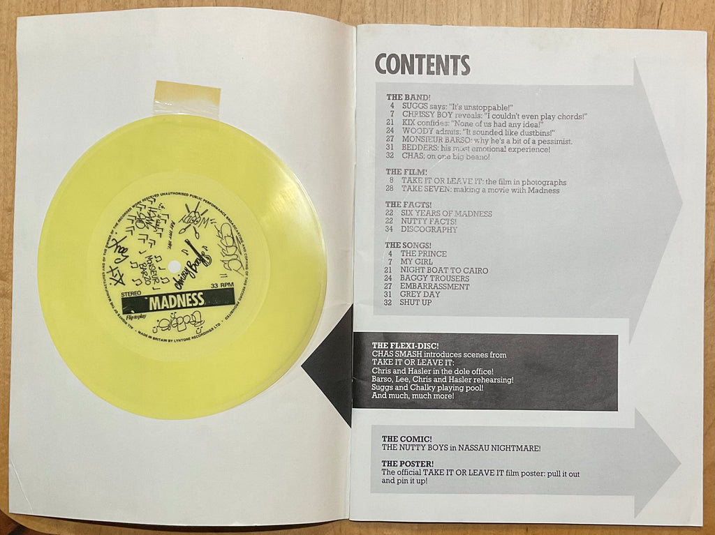 Madness Take it or Leave it Official Nutty Film Book with Poster and 7” Yellow Flixi Disc 1981