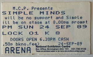 Simple Minds Original Used Concert Ticket NEC Arena Birmingham 24th Sept 1989