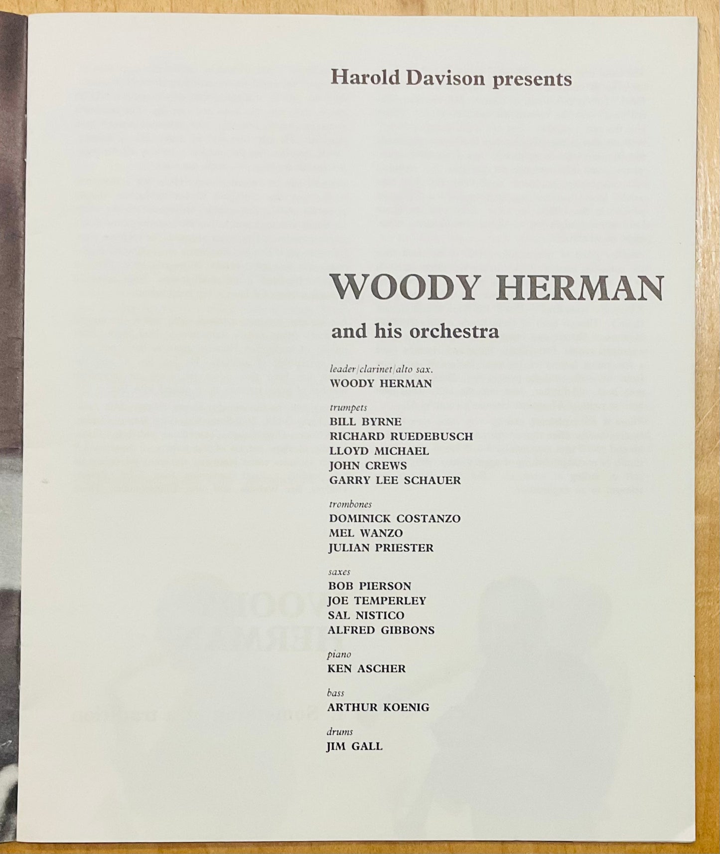 Woody Herman Original Used Concert Ticket & Programme City Hall Newcastle 27th Jan 1967