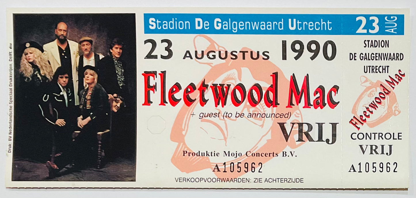 Fleetwood Mac Original Unused Concert Ticket Galgenwaard Stadion Utrecht 23rd Aug 1990