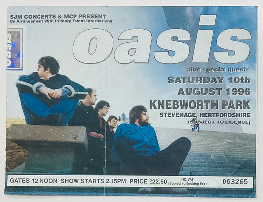 Oasis Original Used Concert Ticket Knebworth Park 10th Aug 1996