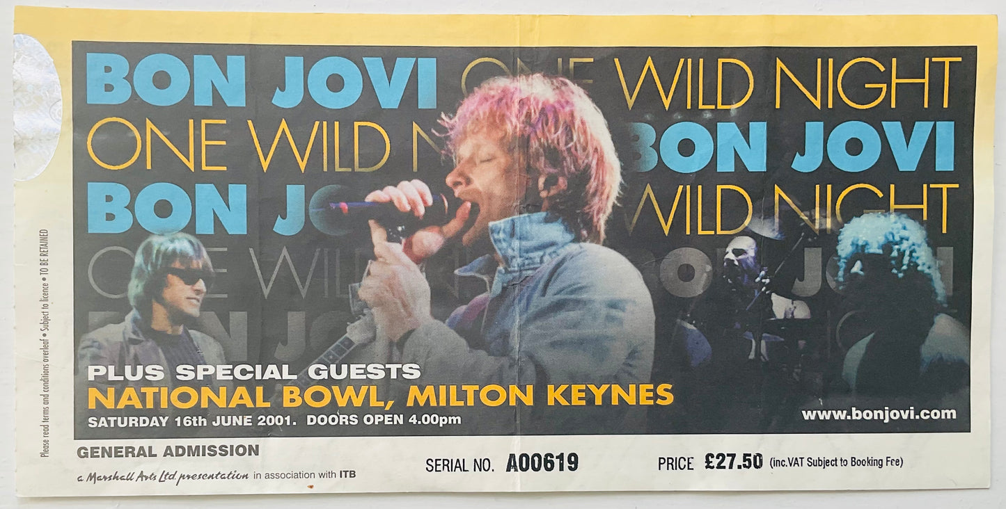 Bon Jovi Original Used Concert Ticket National Bowl Milton Keynes 16th Jun 2001