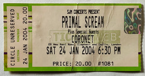 Primal Scream Original Used Concert Ticket Coronet London 24th Jan 2004