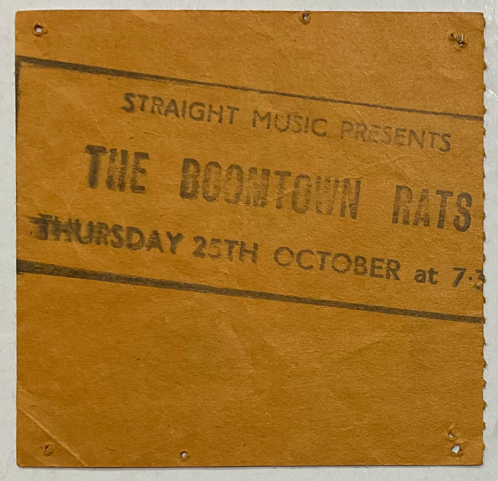 Boomtown Rats Original Concert Ticket Hammersmith Odeon London 25th Oct 1979