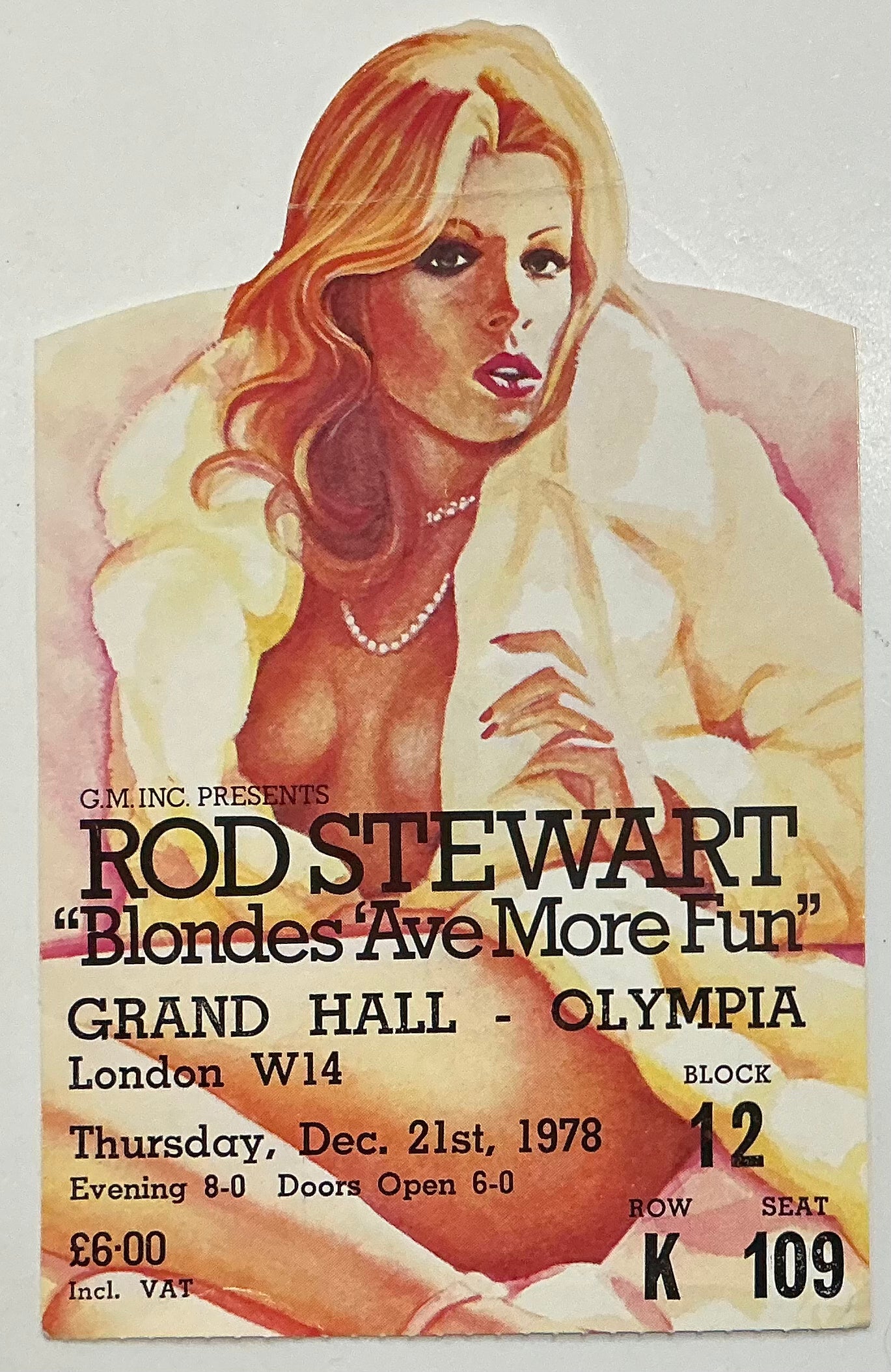 Rod Stewart Original Used Concert Ticket Olympia London 21st Dec 1978