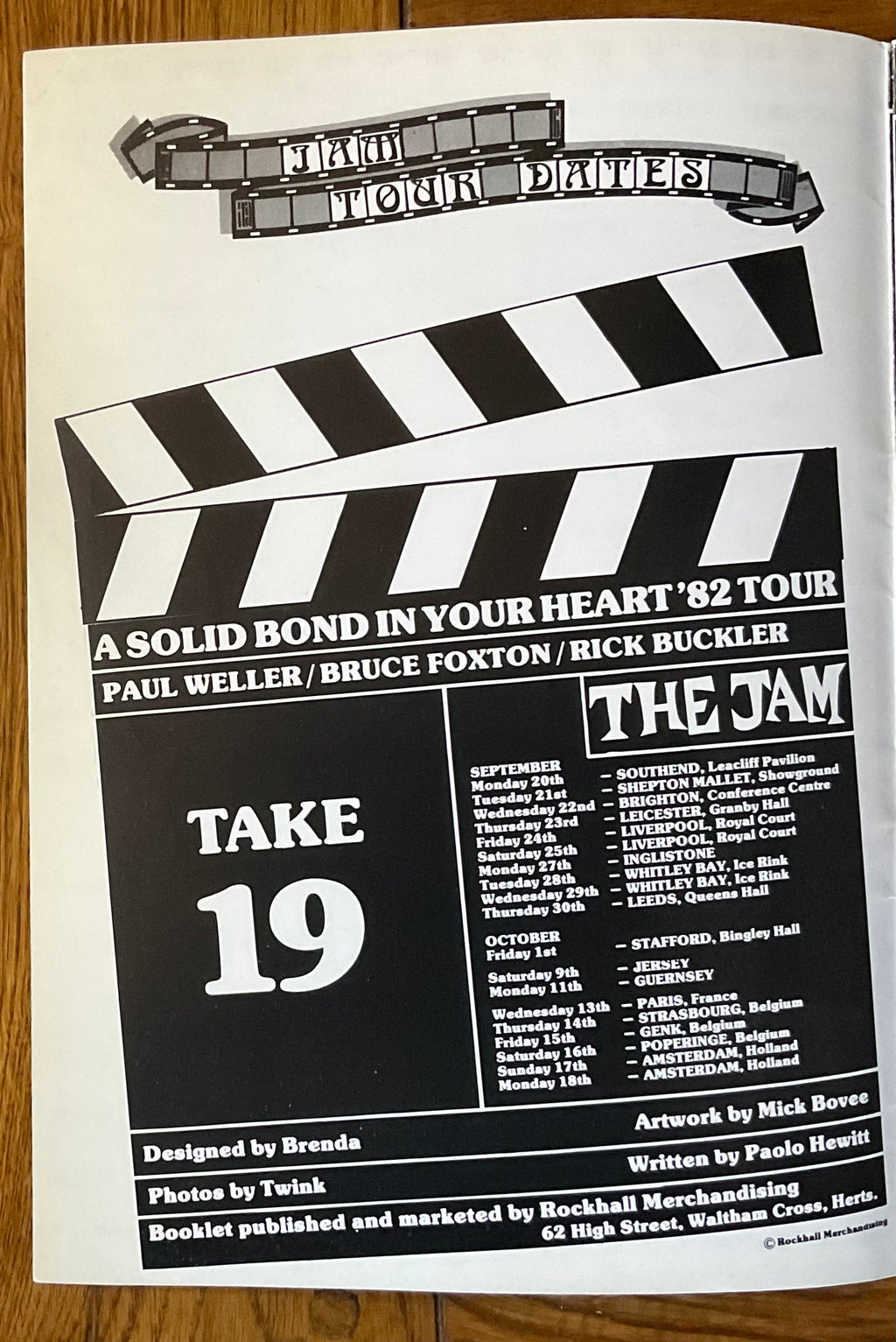 Jam Original Concert Programme with CND Insert A Solid Bond In Your Heart Tour 1982