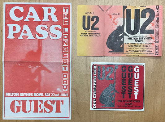 U2 Ramones R.E.M. Original Unused Concert Ticket & Passes Milton Keynes Bowl 22nd Jun 1985