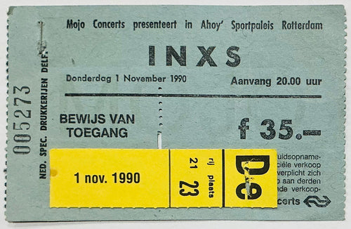 INXS Original Used Concert Ticket Ahoy Sportspaleis Rotterdam 1st Nov 1990
