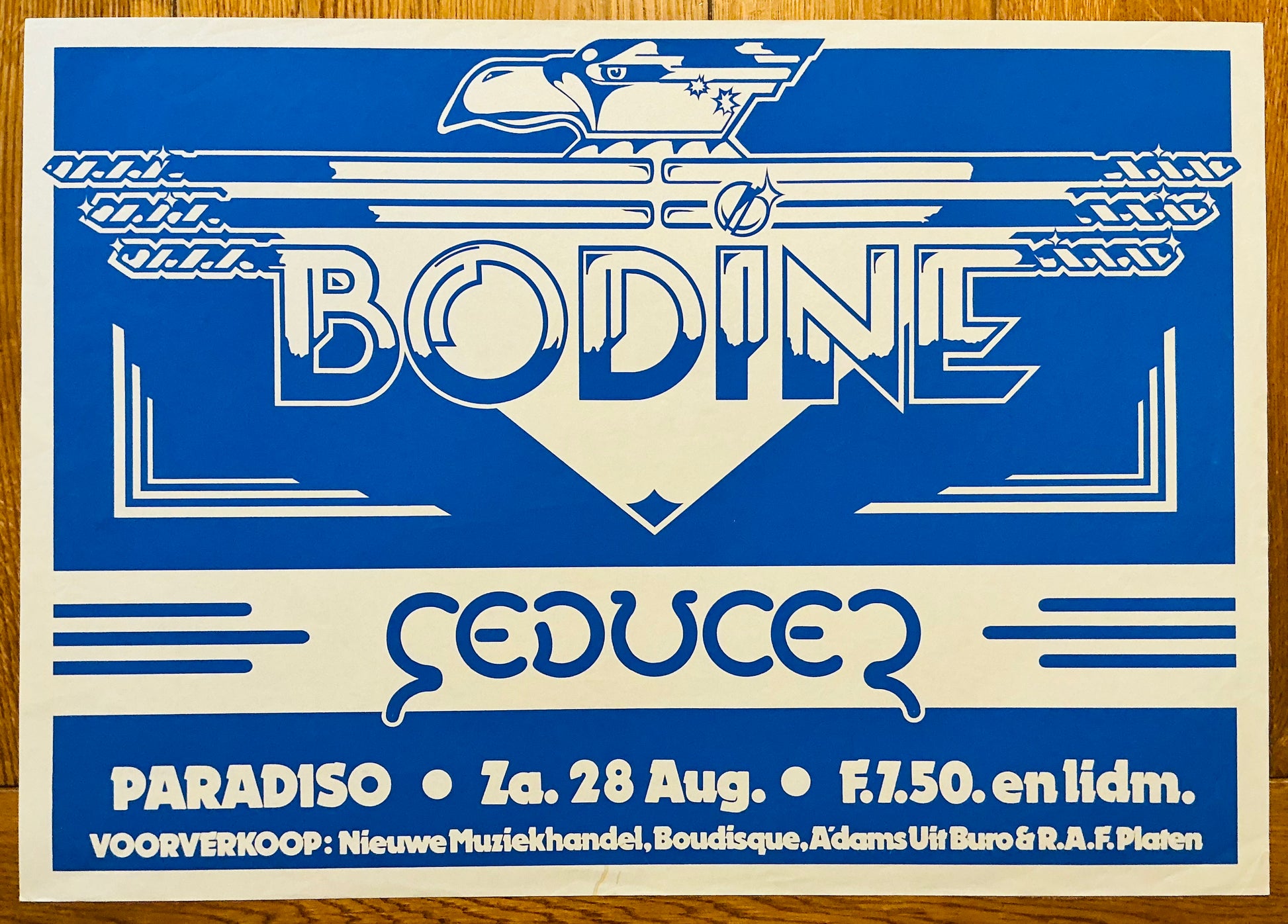Bodine Original Concert Tour Gig Poster Paradiso Club Amsterdam 28th Aug 1982