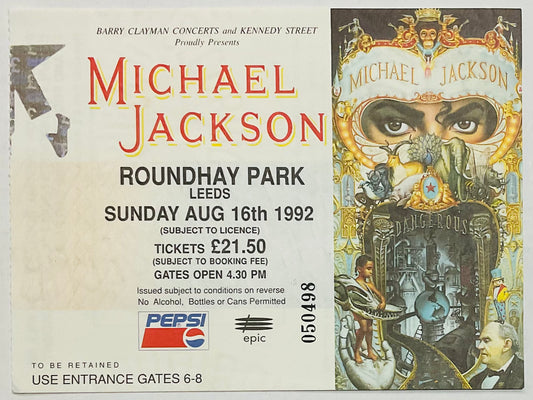 Michael Jackson Original Used Ticket Roundhay Park Leeds 16th Aug 1992