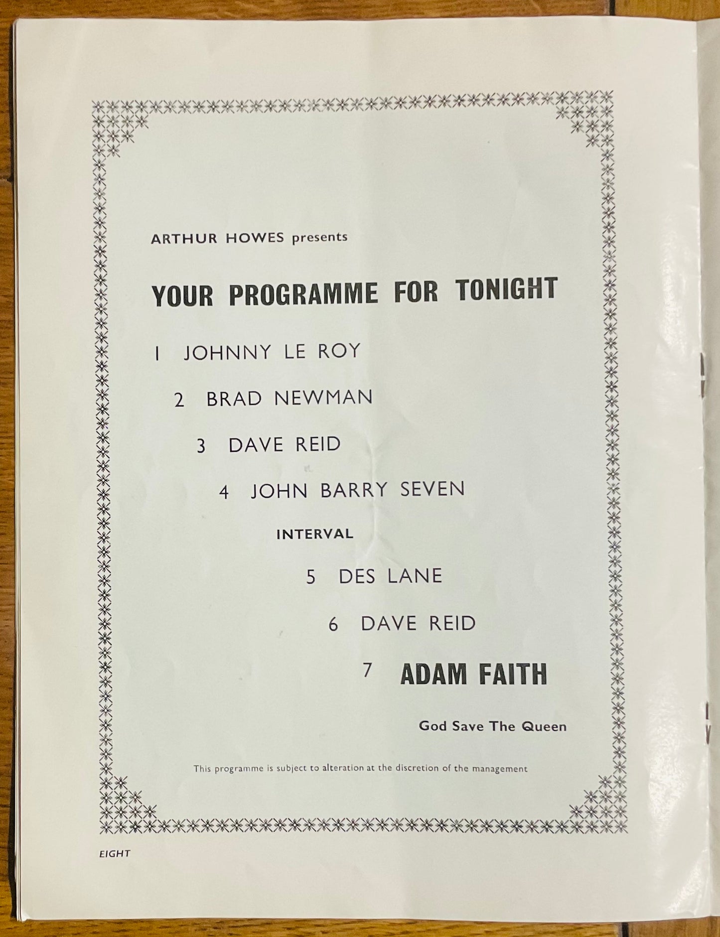 Adam Faith John Barry Seven Original Signed Concert Programme UK Tour Feb 1962