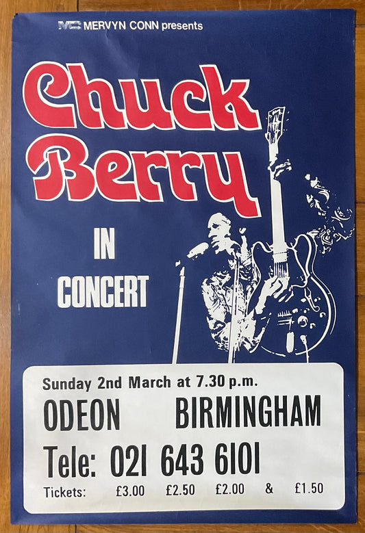 Chuck Berry Original Concert Tour Gig Poster Odeon Theatre Birmingham 2nd Mar 1975