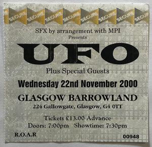 UFO U.F.O. Original Used Concert Ticket Barrowland Glasgow 22nd November 2000