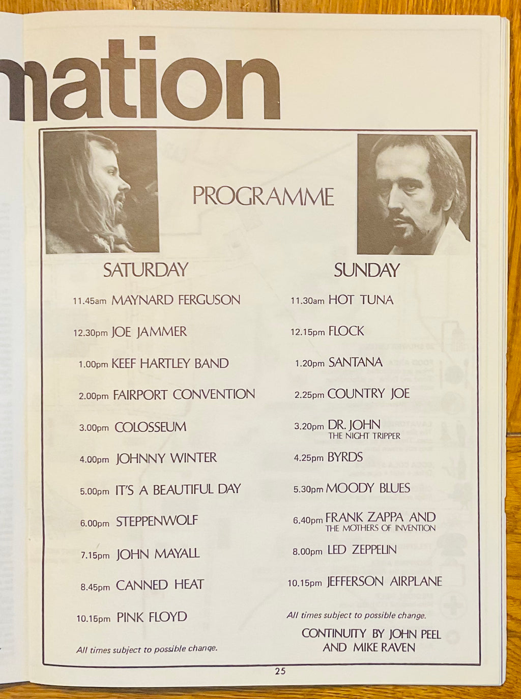 Led Zeppelin Pink Floyd Original Concert Programme Bath Festival Shelton Mallet 1970