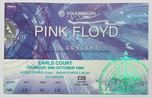 Pink Floyd Original Concert Ticket Earls Court London 20th October 1994