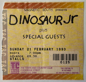 Dinosaur Jr Original Used Concert Ticket Town & Country Club Leeds 21st Feb 1983