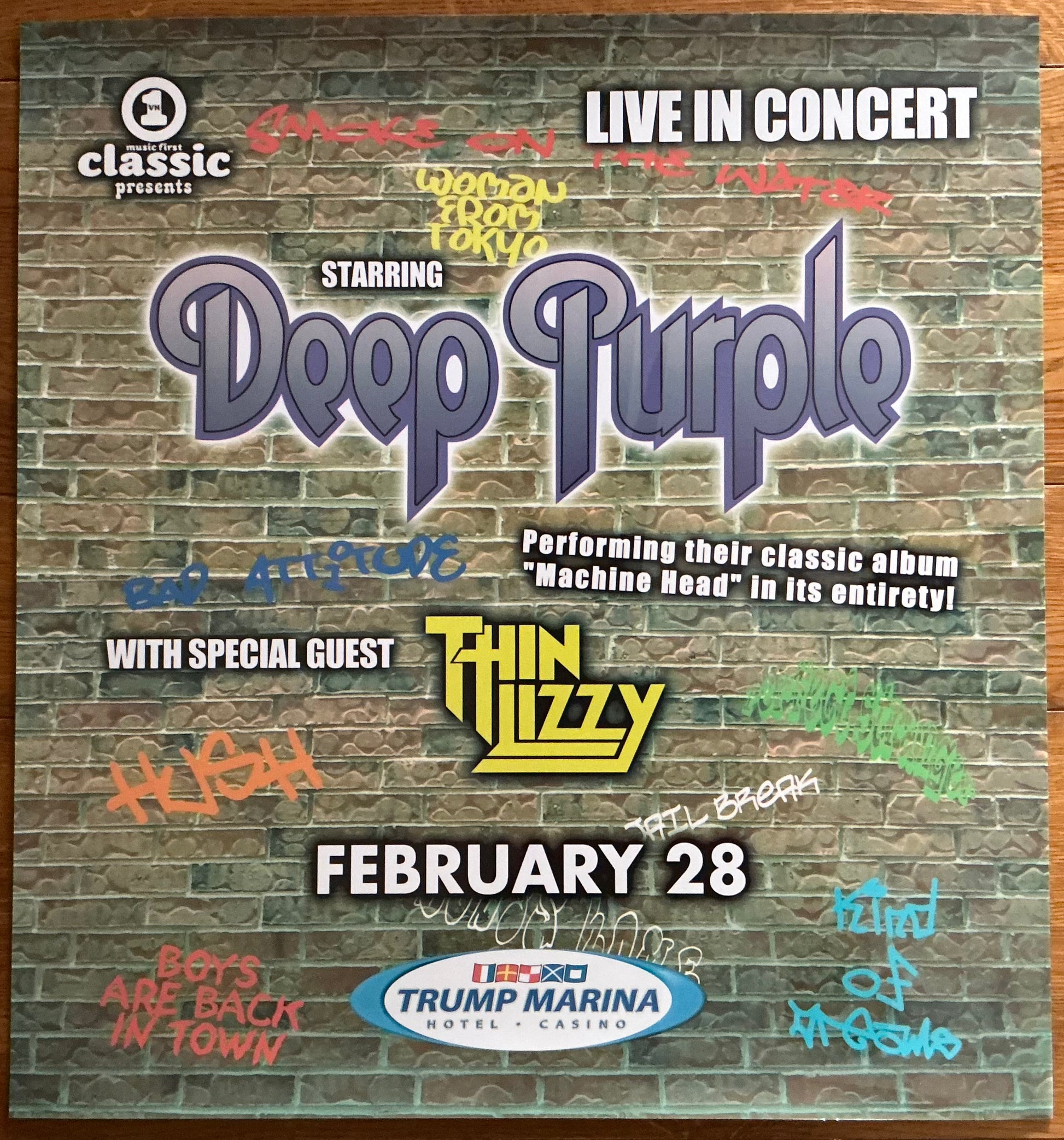 Deep Purple Thin Lizzy Original Concert Tour Gig Poster Trump Marina Atlantic City 2004
