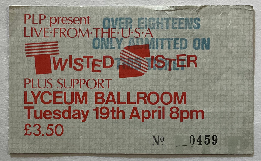 Twisted Sister Original Used Concert Ticket Lyceum London 19th Apr 1983
