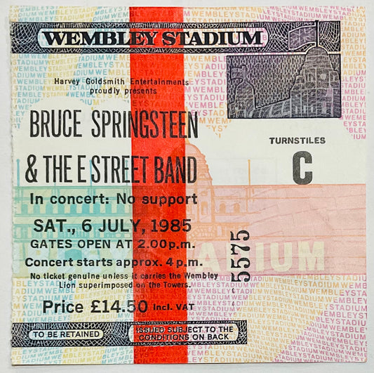 Bruce Springsteen Original Used Concert Ticket Wembley Stadium London 6th July 1985