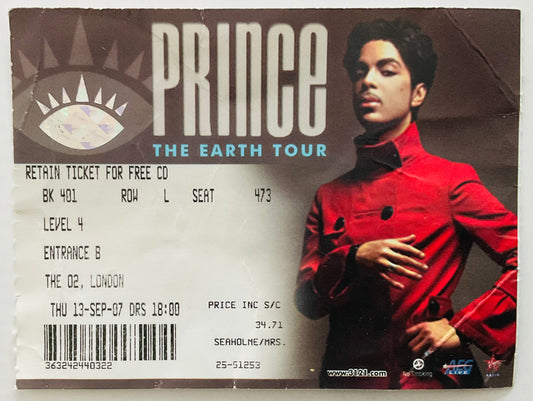 Prince Original Used Concert Ticket O2 Arena London 13th Sep 2007