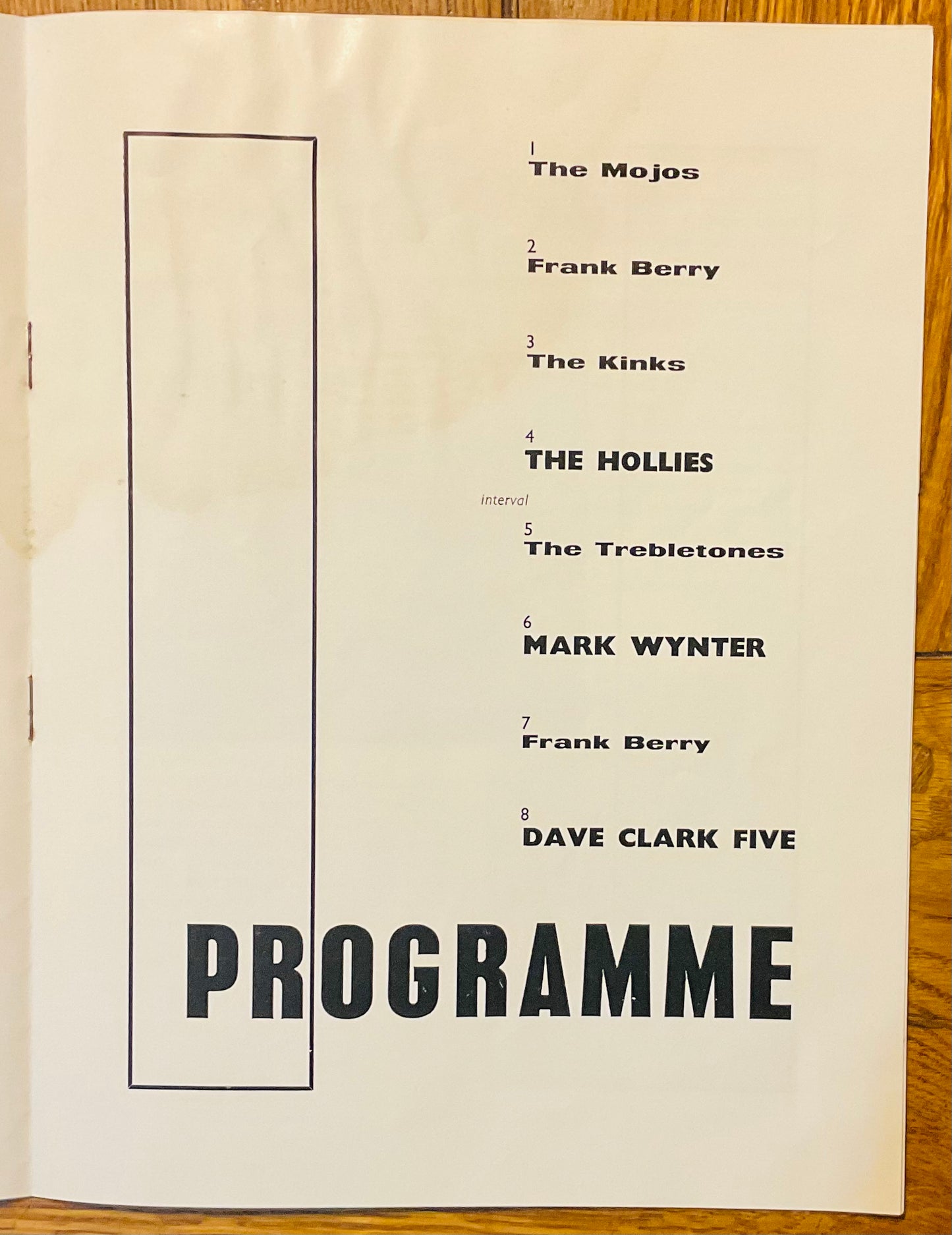 Dave Clark Five Kinks Hollies Original Concert Programme U.K. Tour 1964