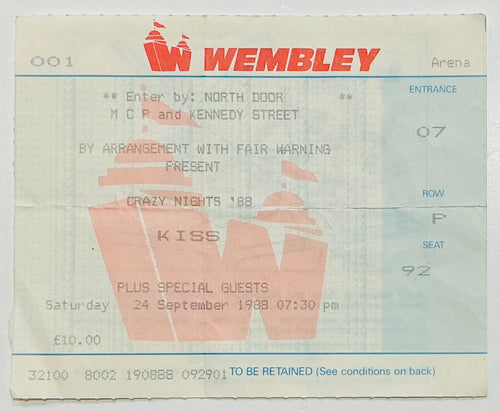 Kiss Original Used Concert Ticket SECC Glasgow 16th May 1992