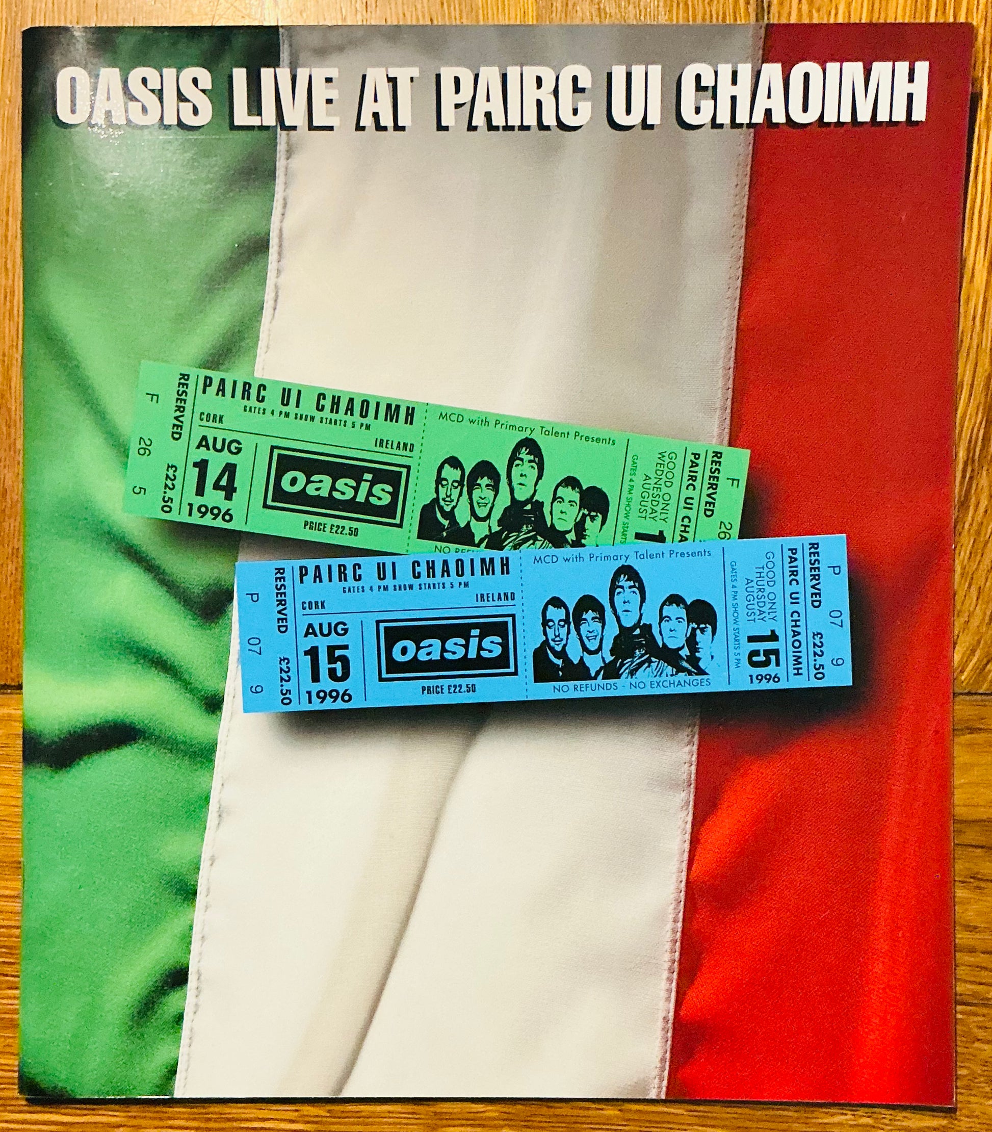Oasis Original Concert Programme Pairc Ui Chaoimh Cork 14th Aug 1996