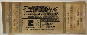 Fleetwood Mac Original Unused Concert Ticket UCSB Campus Stadium Santa Barbara 2nd Oct 1977