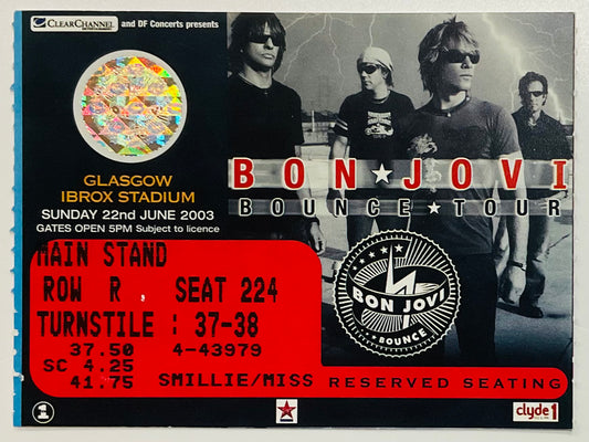 Bon Jovi Original Used Concert Ticket Ibrox Stadium Glasgow 22nd Jun 2003