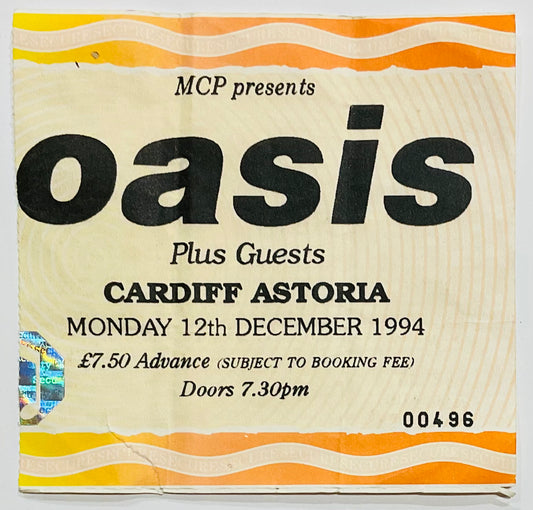 Oasis Original Used Concert Ticket Cardiff Astoria 12th Dec 1994