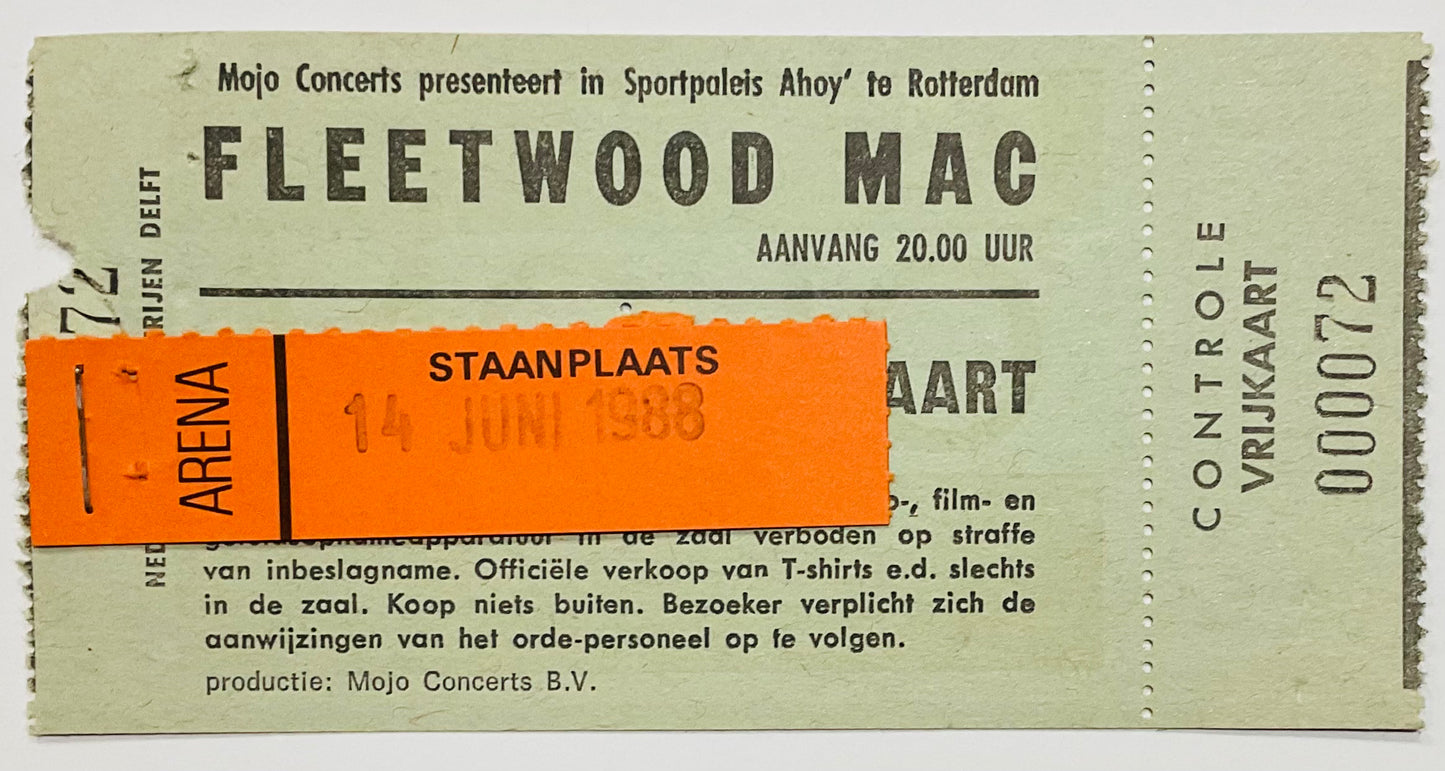 Fleetwood MAC Original Unused Concert Ticket Sportpaleis Ahoy Rotterdam 14th Jun 1988