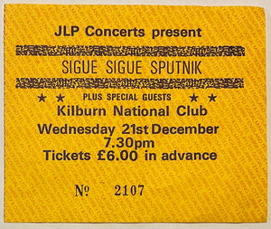 Sigue Sigue Sputnik Original Used Concert Ticket Kilburn National Club London 21st Dec 1988