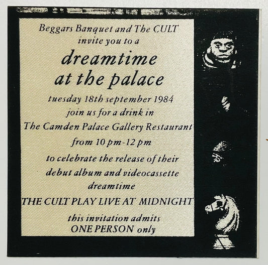 Cult Original Unused Concert Ticket Invitation Camden Palace Gallery Restaurant London 18th Sep 1984