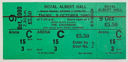 Crusaders Randy Crawford Original Unused Concert Ticket Royal Albert Hall London 9th Oct 1980