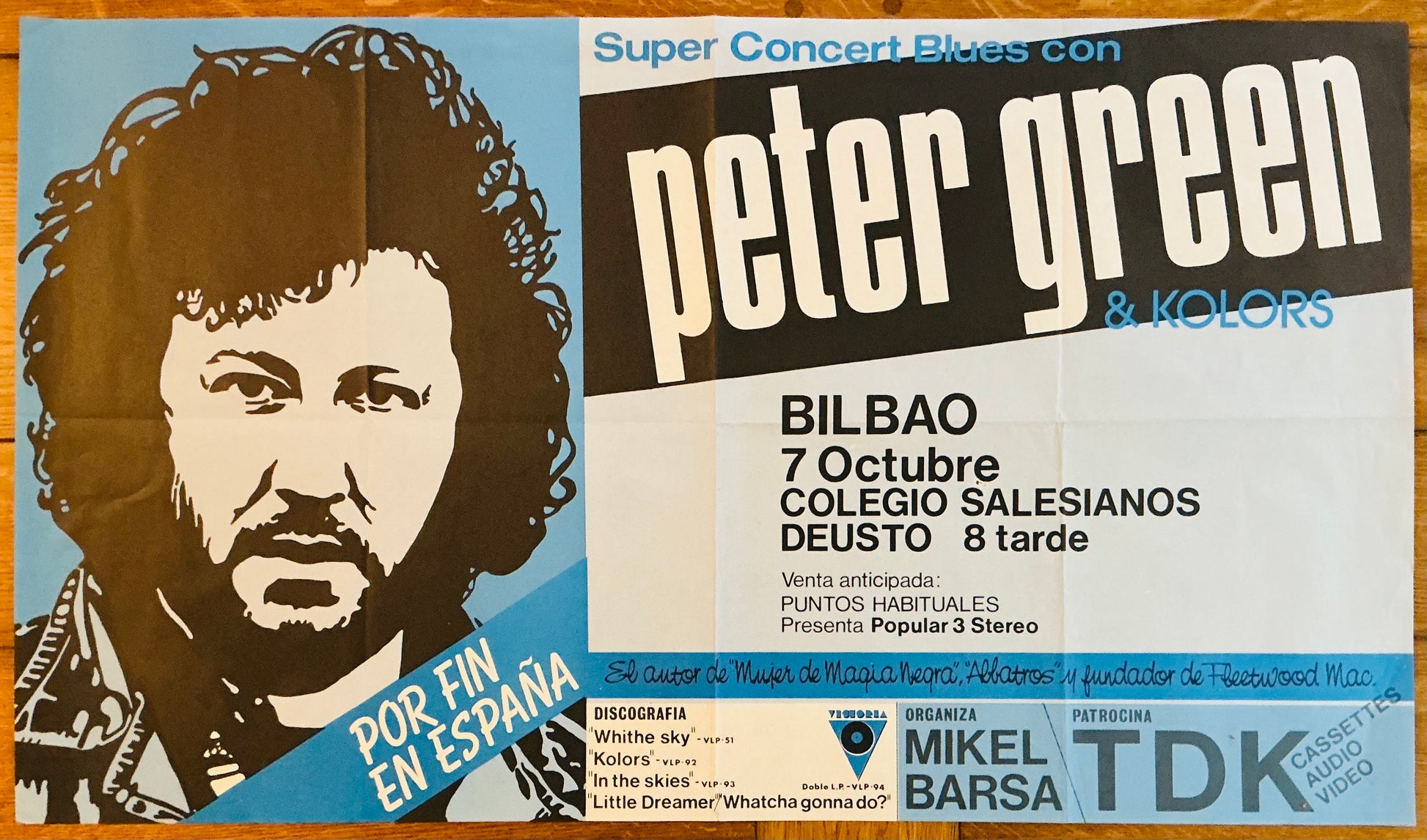 Peter Grant Original Concert Tour Gig Poster Colegio Salesianos Bilbao 7th Oct 1984
