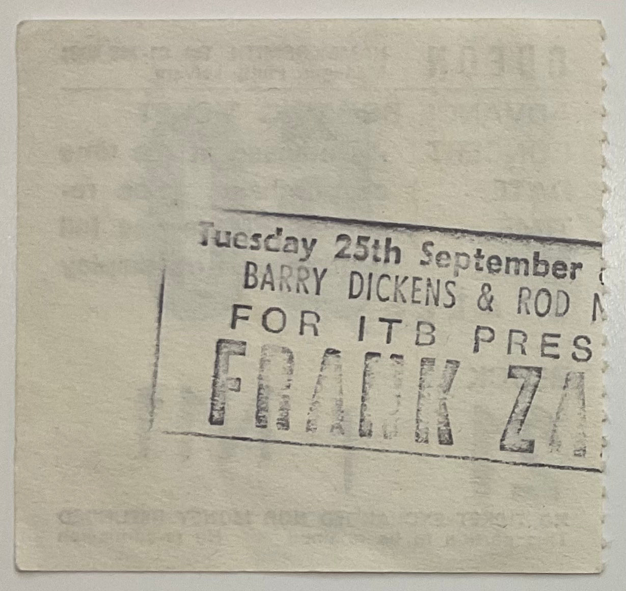 Frank Zappa Original Used Concert Ticket Hammersmith Odeon London 25th Sep 1984