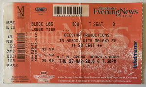 50 Cent Original Unused Concert Ticket MEN Arena Manchester 25th Mar 2010