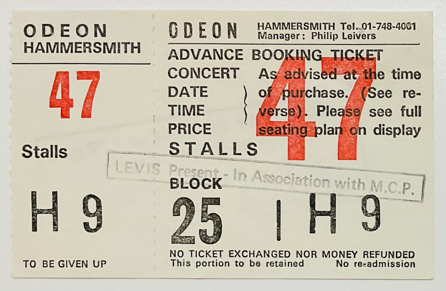 Ultravox Original Unused Concert Ticket Hammersmith Odeon London 6th Jun 1984