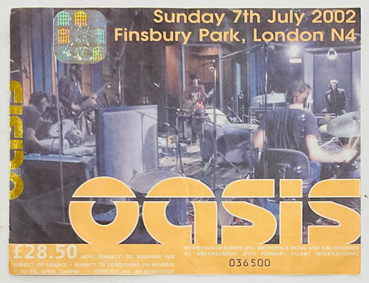 Oasis Original Used Concert Ticket Finsbury Park London 7th July 2002