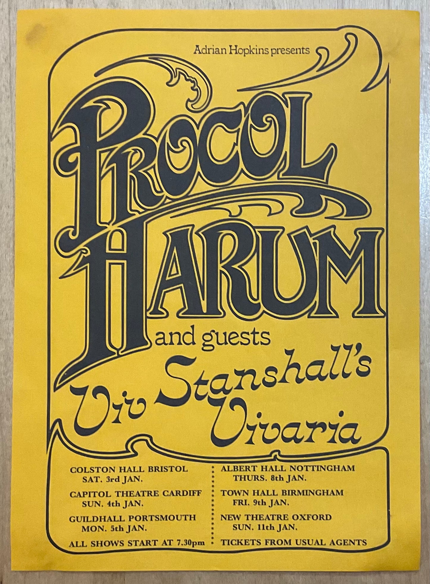 Procol Harum Original Concert Handbill Flyer UK Tour 1976