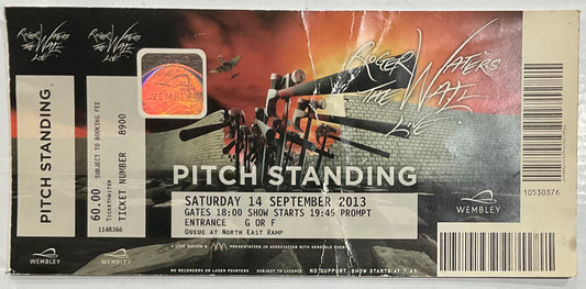 Pink Floyd Roger Waters Original Used Concert Ticket Wembley Stadium London 14th Sept 2013