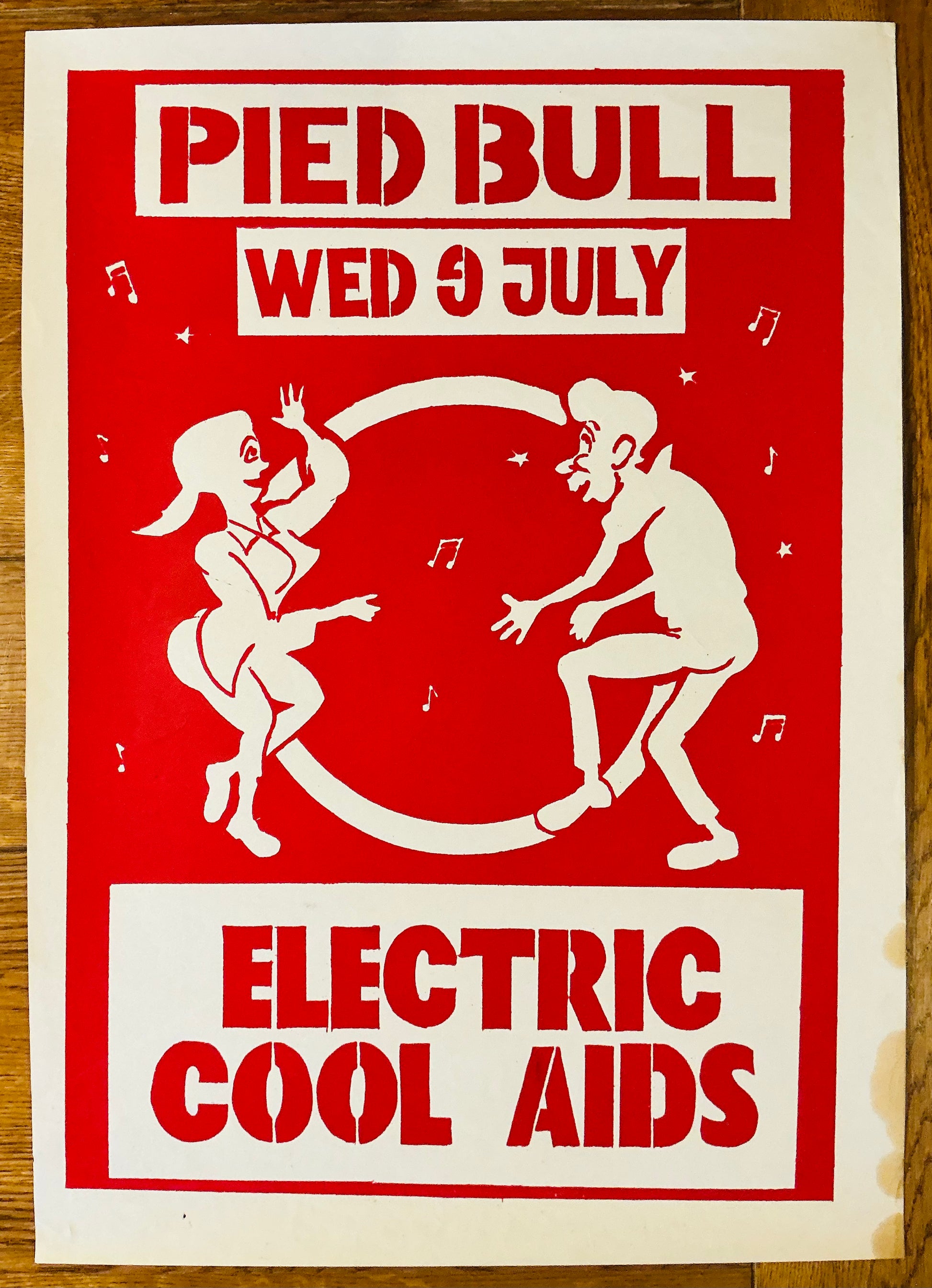 Electric Cool Aids Original Promo Concert Tour Poster Pied Bull Islington London 9th Jul 1980