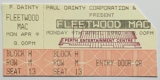 Fleetwood Mac Original Unused Concert Ticket Perth Entertainment Centre 9th Apr 1990