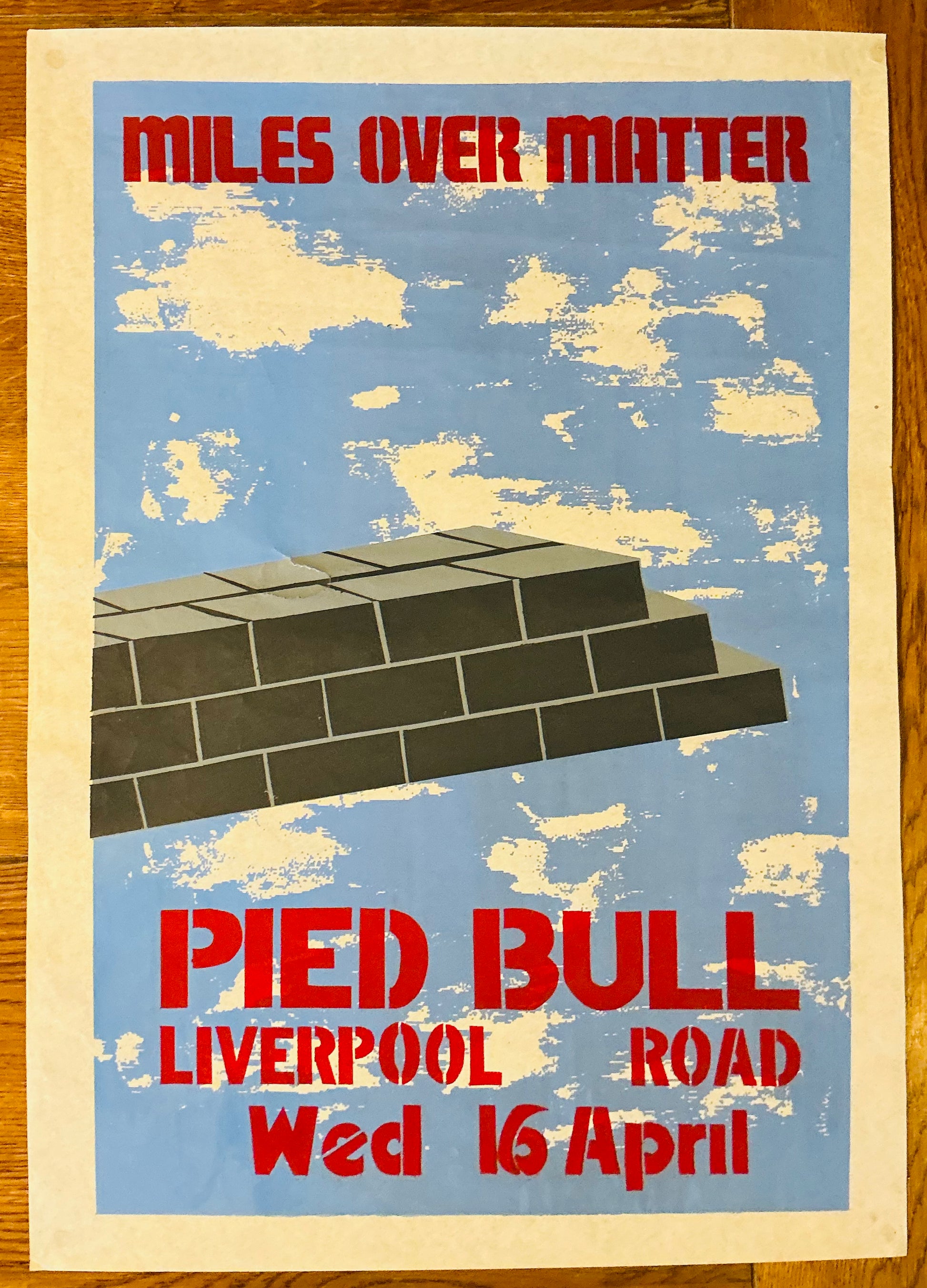 Miles Over Matter Original Promo Concert Tour Poster Pied Bull Islington London 16th Apr 1980