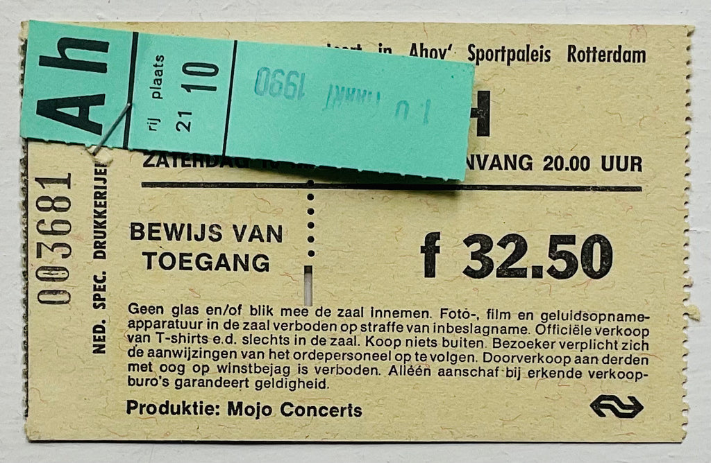 Marillion Fish Original Used Concert Ticket Ahoy Sportpaleis Rotterdam 10th Mar 1990