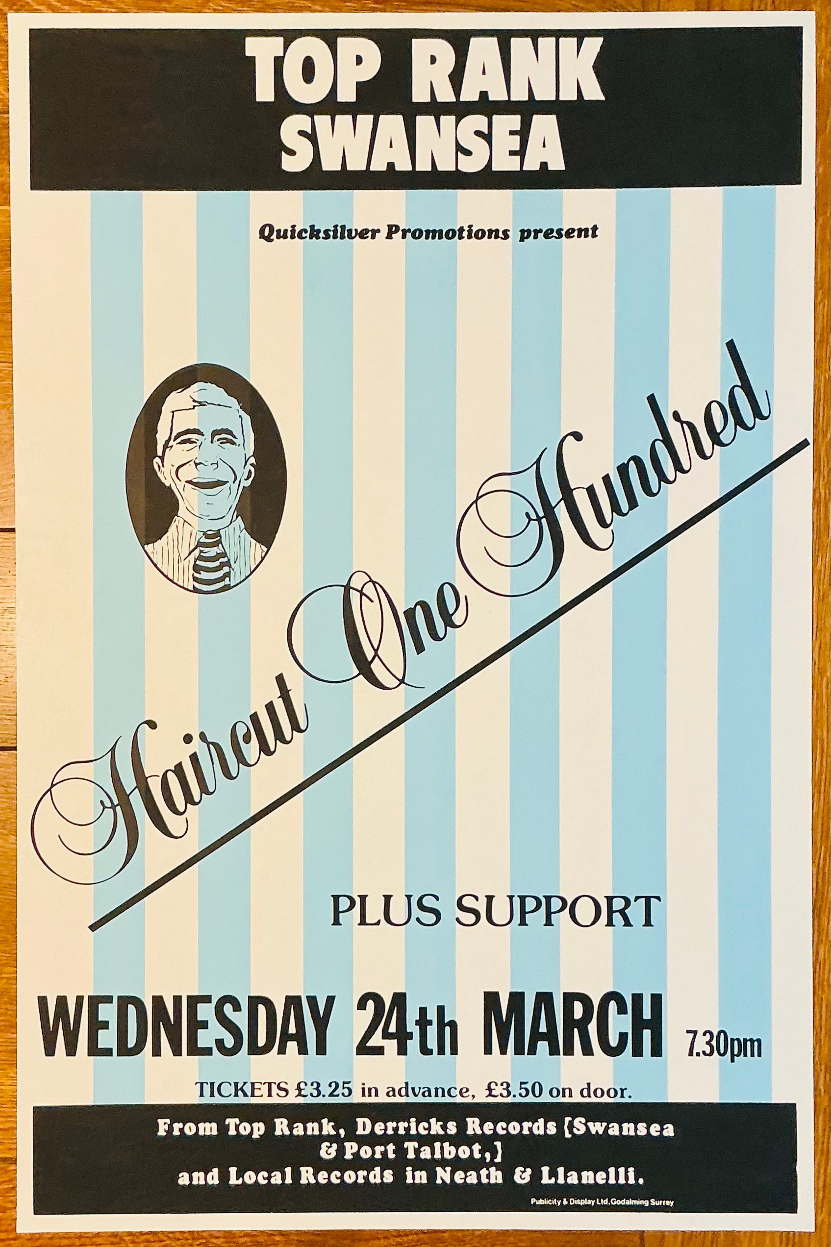Haircut One Hundred Original Concert Tour Gig Poster Top Rank Swansea 24th Mar 1982