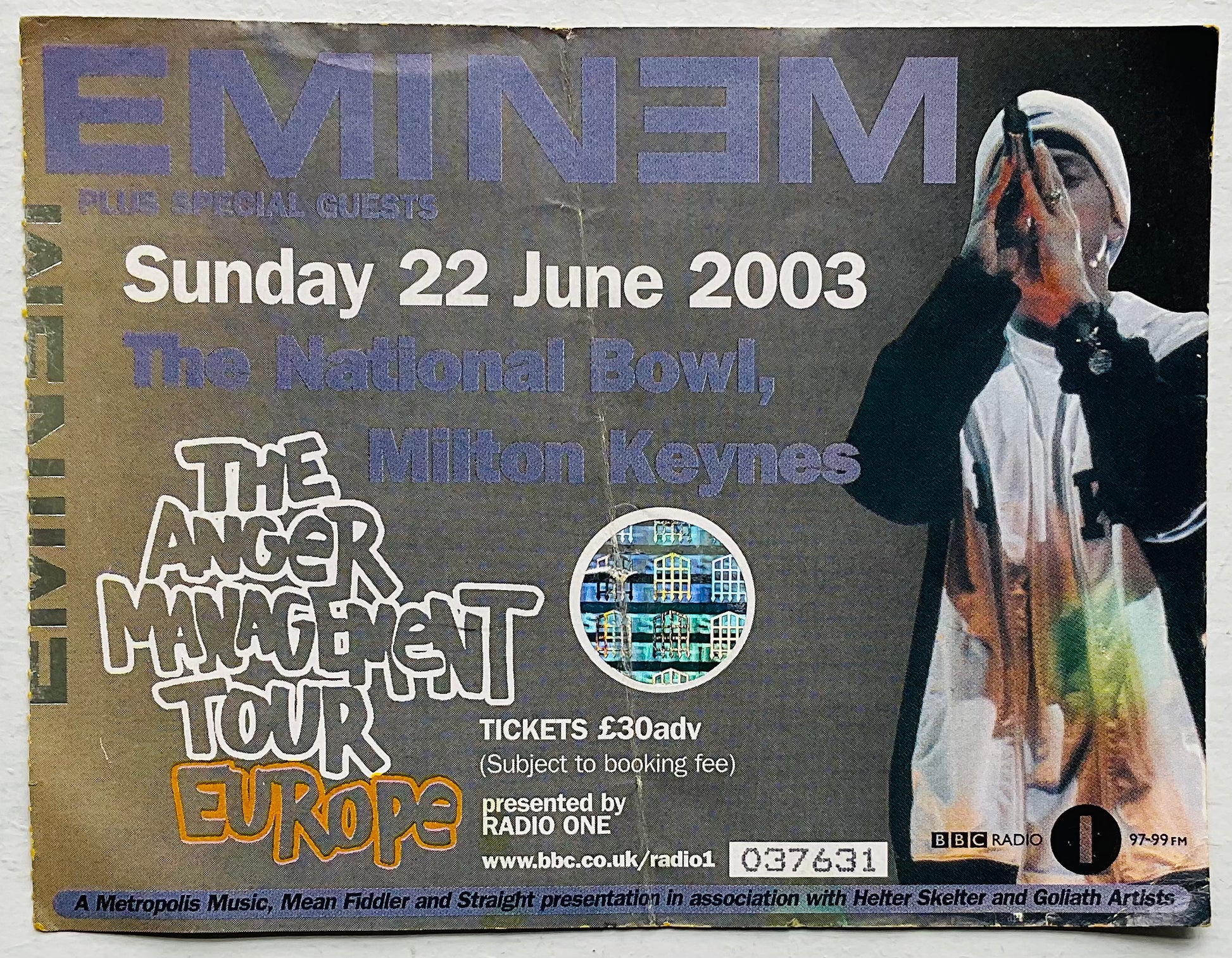 Eminem Original Used Concert Ticket National Bowl Milton Keynes 22nd Jun 2003