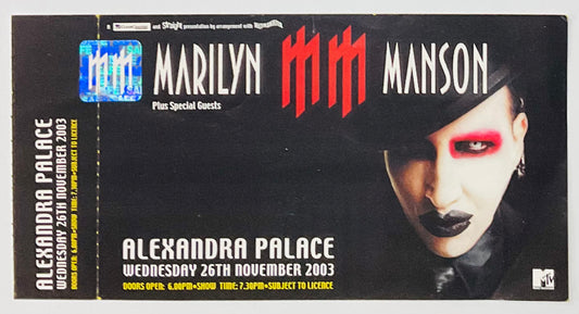 Marilyn Manson Original Unused Concert Ticket Alexandra Palace London 26th Nov 2003