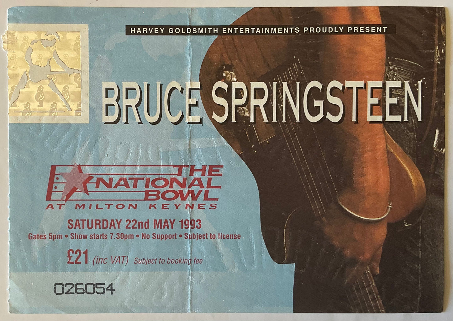 Bruce Springsteen Original Used Concert Ticket National Bowl Milton Keynes 22nd May 1993